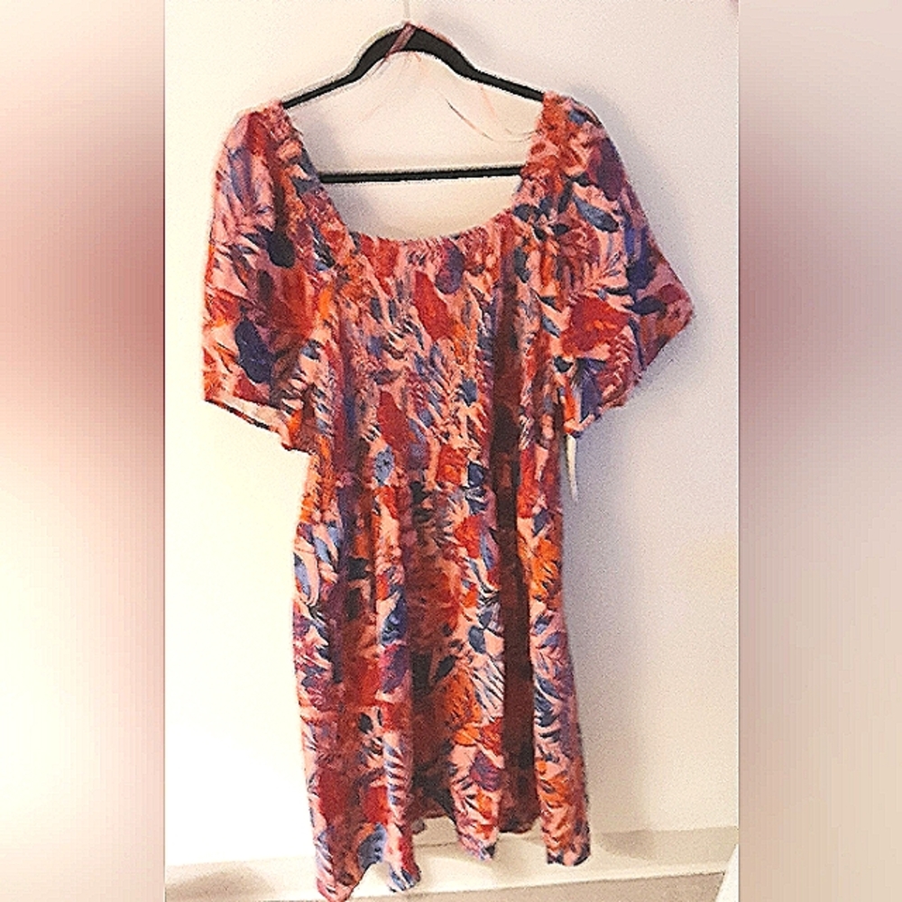 NWT Terra & Sky Women's Fit & Flair Dress with Flutter sleeves Size 2X